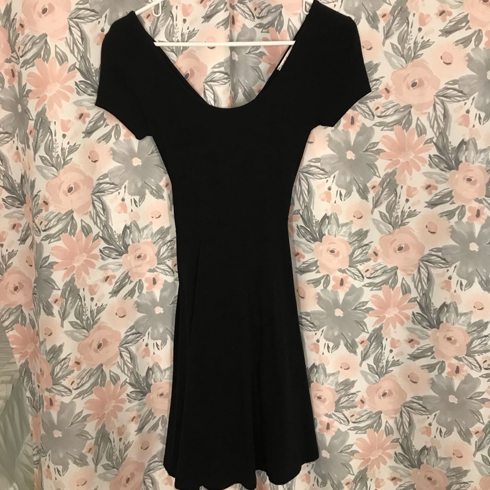 BLACK SKATER DRESS WITH WRAP BACK